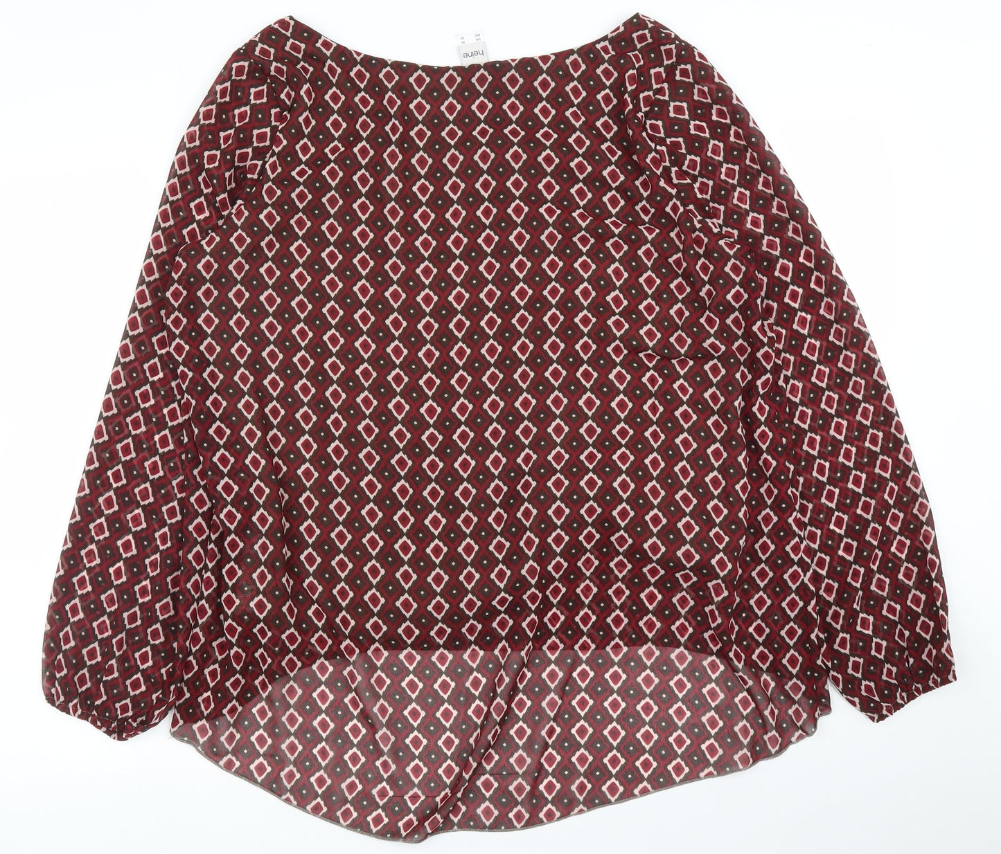 HEINE Womens Purple Argyle/Diamond  Basic Blouse Size 16