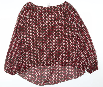 HEINE Womens Purple Argyle/Diamond  Basic Blouse Size 16