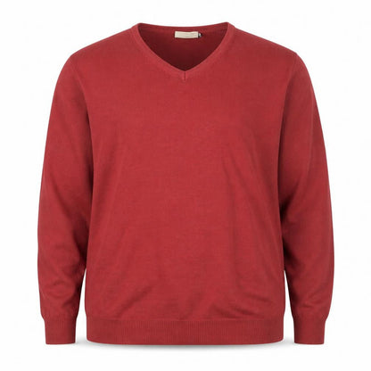 Front view of Nobel League men’s red jumper, size 2XL