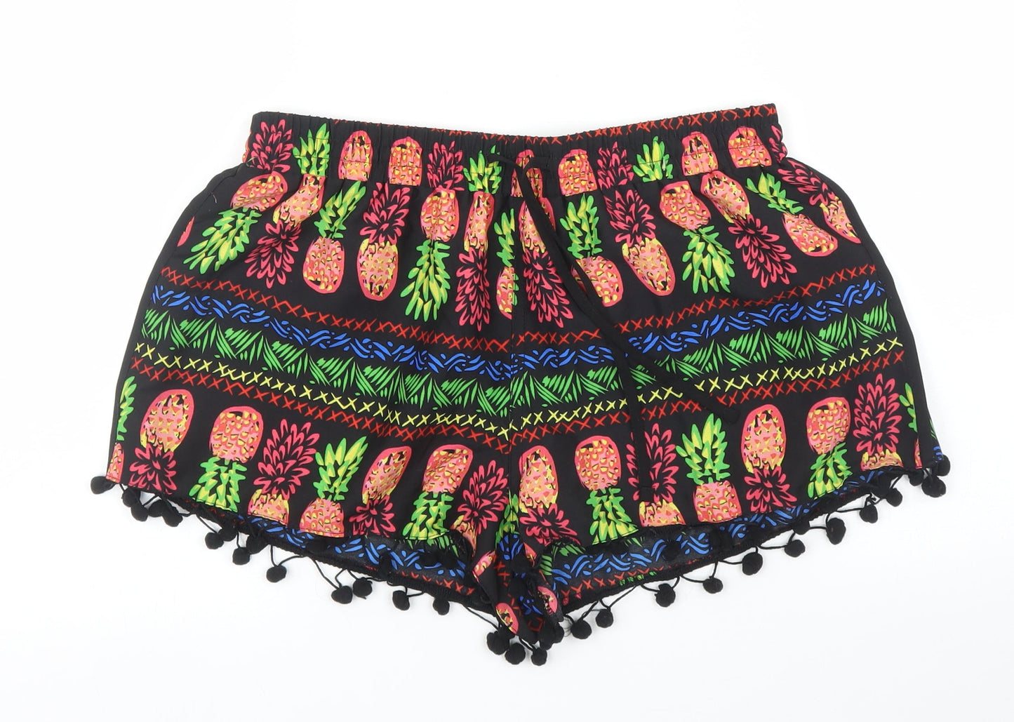 Primark Womens Black Geometric  Cut-Off Shorts Size 6