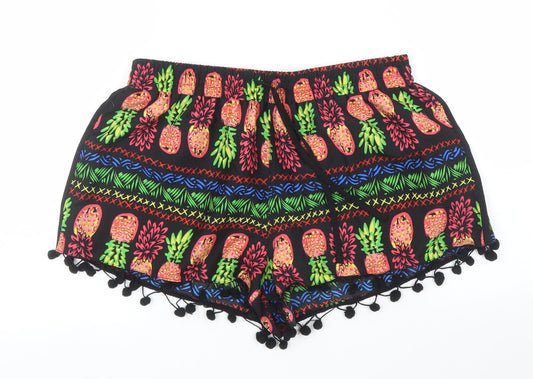 Primark Womens Black Geometric  Cut-Off Shorts Size 6