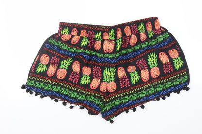 Primark Womens Black Geometric  Cut-Off Shorts Size 6