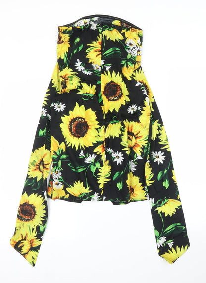 Parisian Womens Black Floral  Basic Blouse Size 6