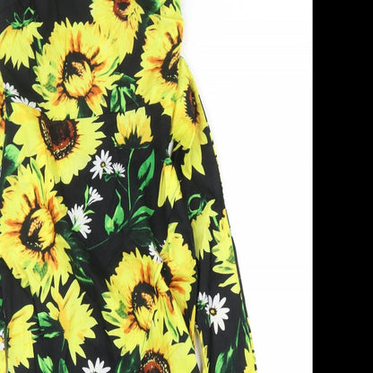 Parisian Womens Black Floral  Basic Blouse Size 6