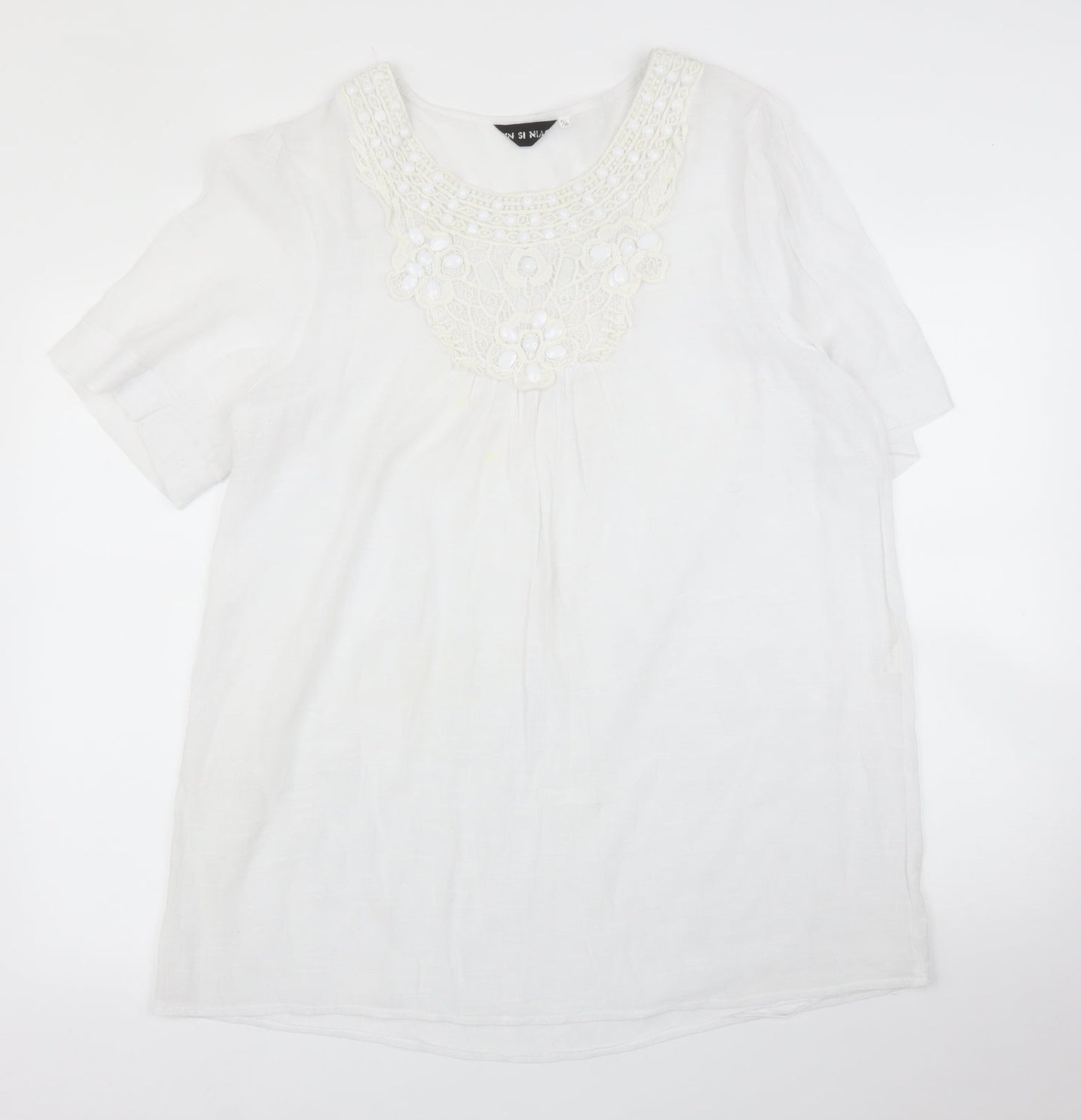 Jin Se Niao Womens White   Tunic Blouse Size XL
