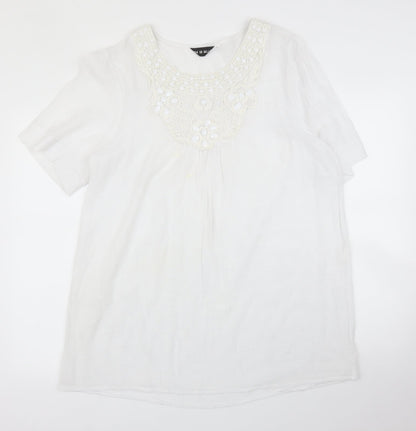 Jin Se Niao Womens White   Tunic Blouse Size XL