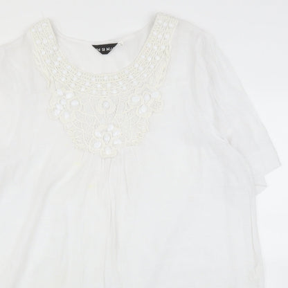 Jin Se Niao Womens White   Tunic Blouse Size XL