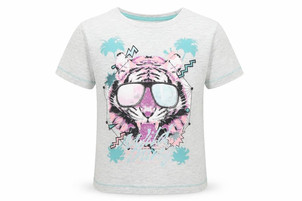 Front view of Tu boys’ grey basic t-shirt, size 5, years