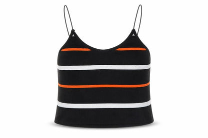 Front view of Primark women’s black striped camisole tank, size XS, - cropped
