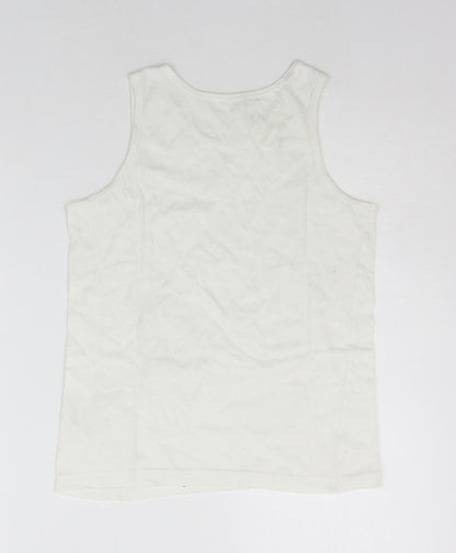 Back view of George girls’ white basic tank, size 11-12, years
