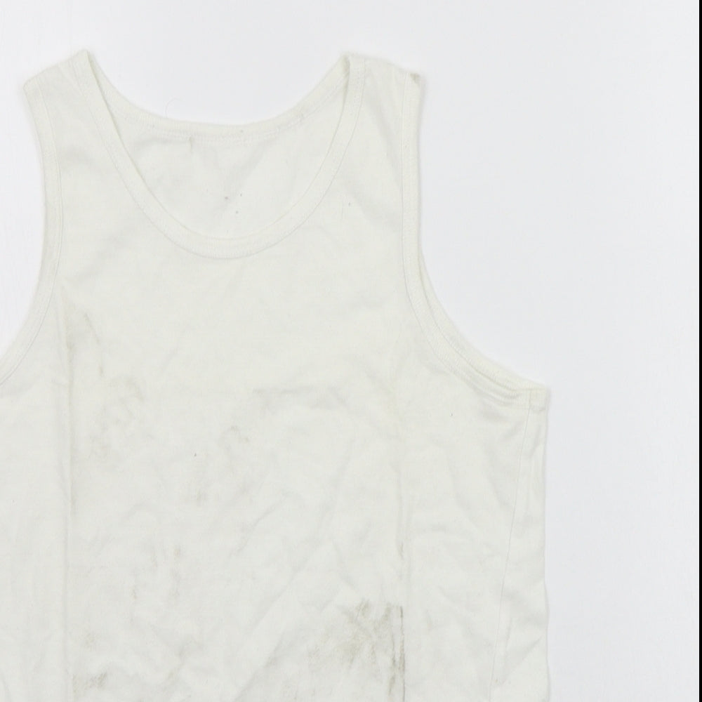 Close-up detail of George girls’ white basic tank, size 11-12, years