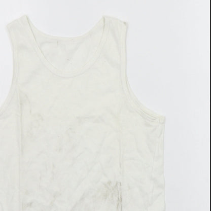 Close-up detail of George girls’ white basic tank, size 11-12, years