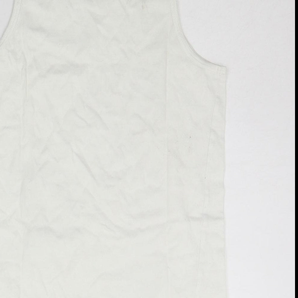 Brand and care label for George girls’ white basic tank, size 11-12, years