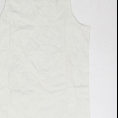 Brand and care label for George girls’ white basic tank, size 11-12, years