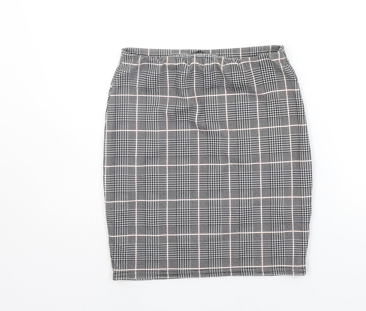 PRETTYLITTLETHING Womens Grey Check  A-Line Skirt Size 8
