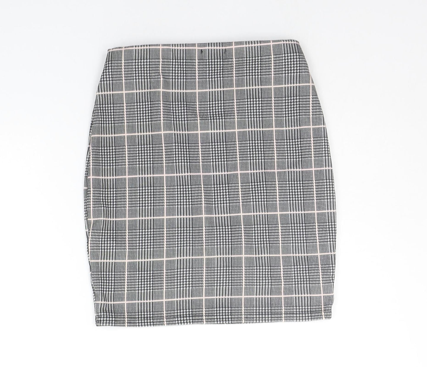 PRETTYLITTLETHING Womens Grey Check  A-Line Skirt Size 8