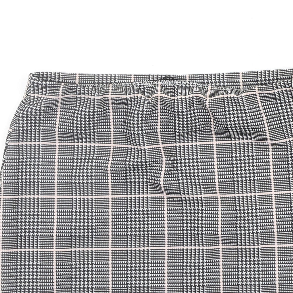 PRETTYLITTLETHING Womens Grey Check  A-Line Skirt Size 8