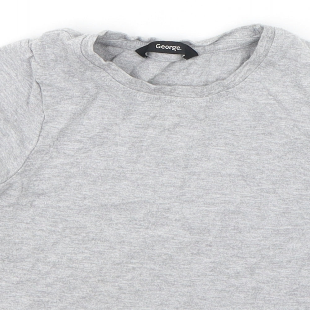 Close-up detail of George girls’ grey basic t-shirt, size 4-5, years