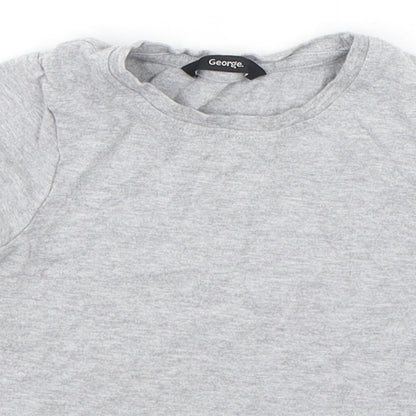Close-up detail of George girls’ grey basic t-shirt, size 4-5, years