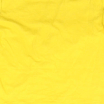 Brand and care label for Primark girls’ yellow houndstooth basic polo, size 5-6, years