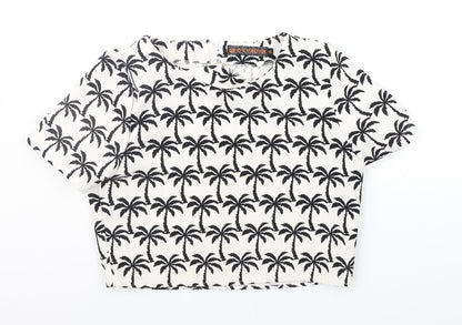 QED London Womens Silver Geometric  Basic Blouse Size M  - tress