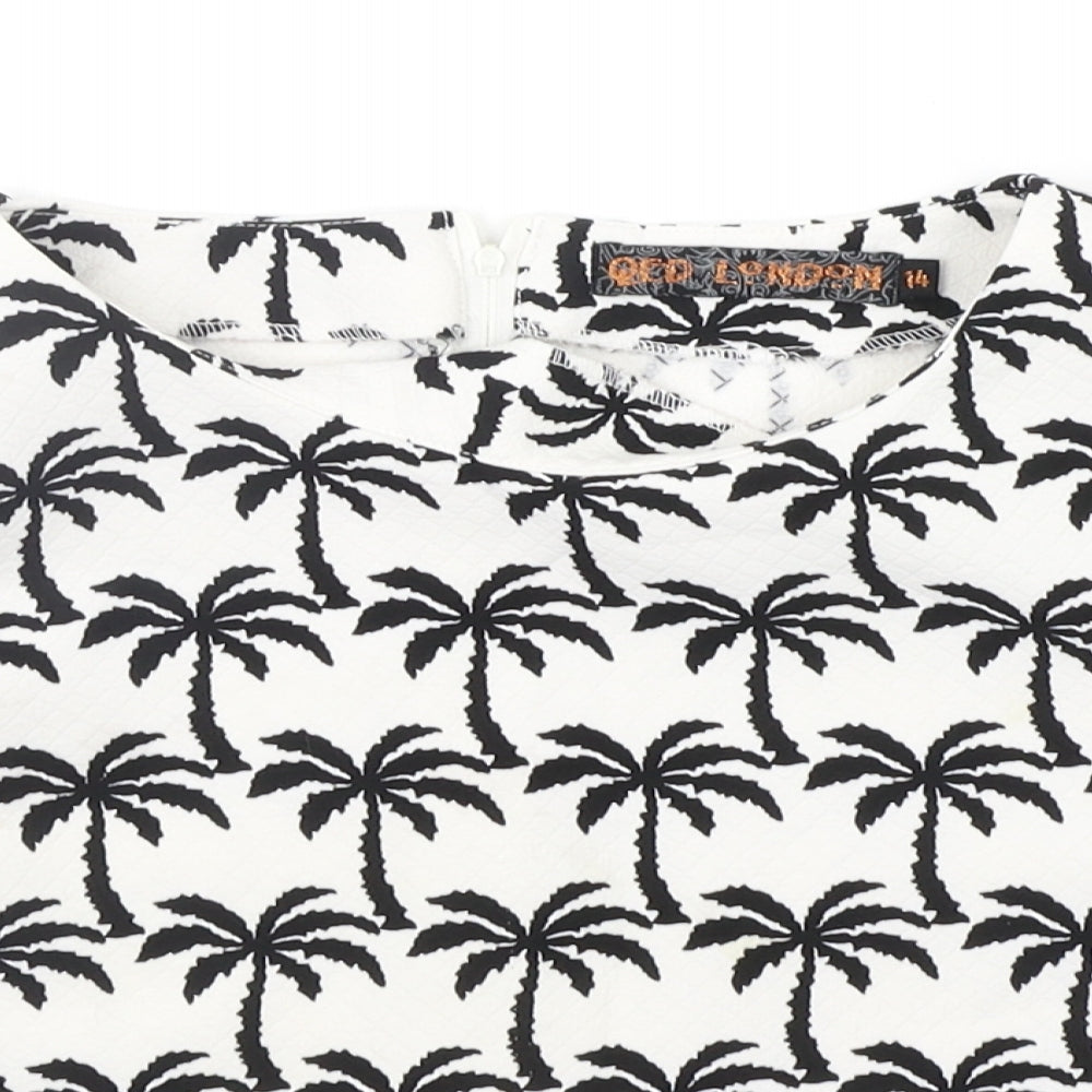 QED London Womens Silver Geometric  Basic Blouse Size M  - tress