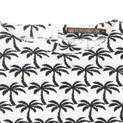 QED London Womens Silver Geometric  Basic Blouse Size M  - tress