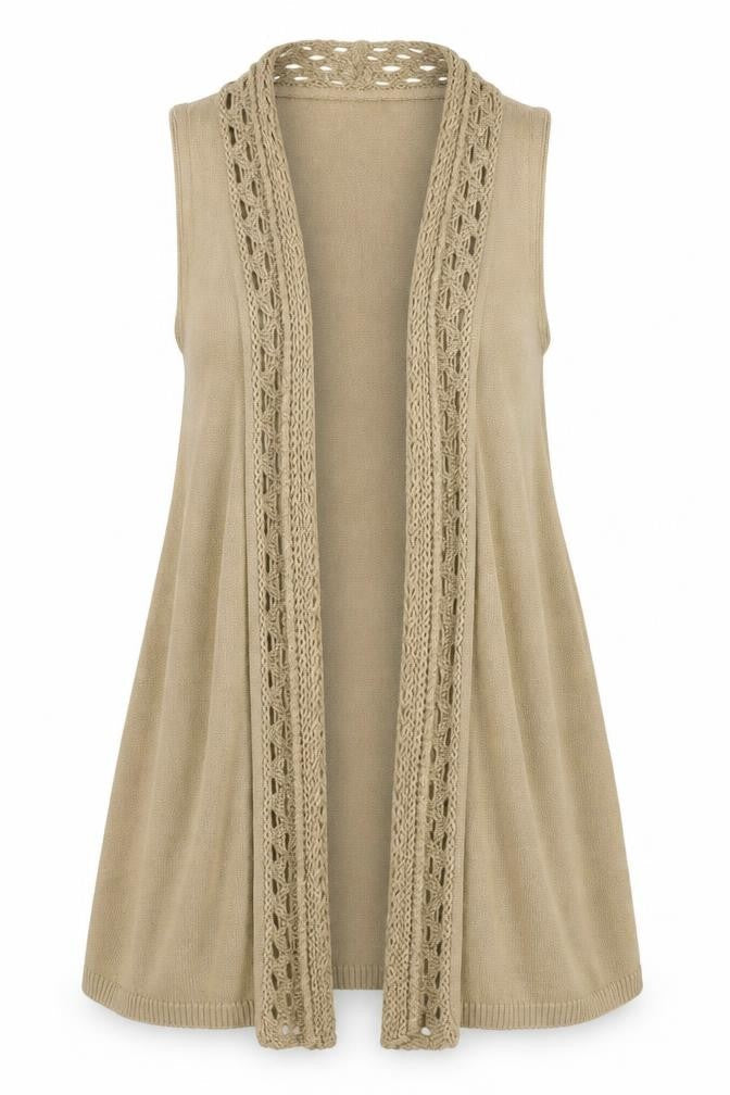 Front view of George women’s beige cardigan jumper, size UK 10