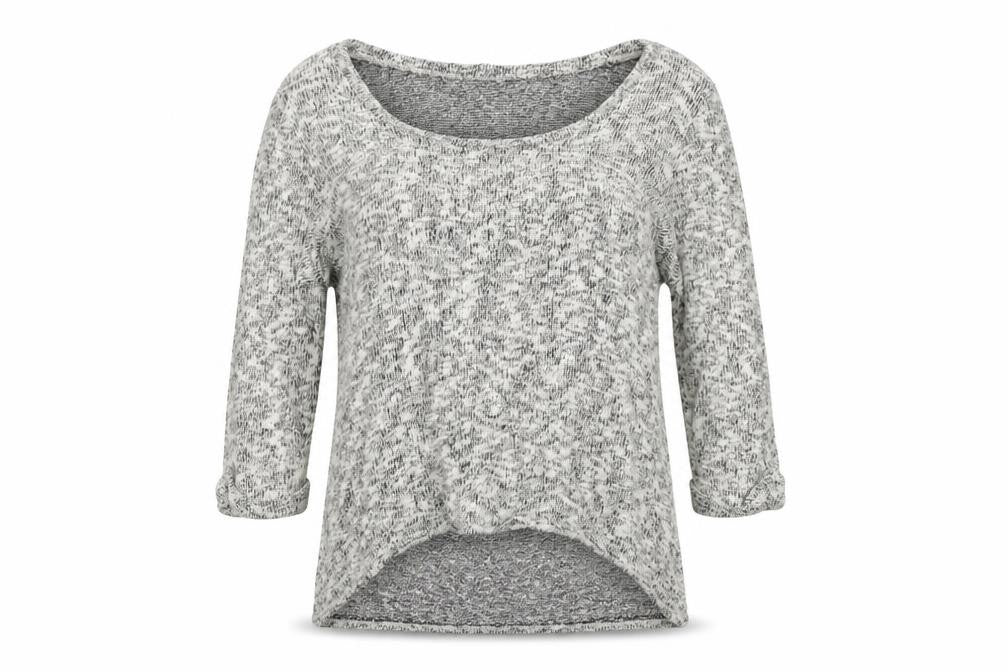 Front view of Sparkle & Fade women’s grey jumper, size L