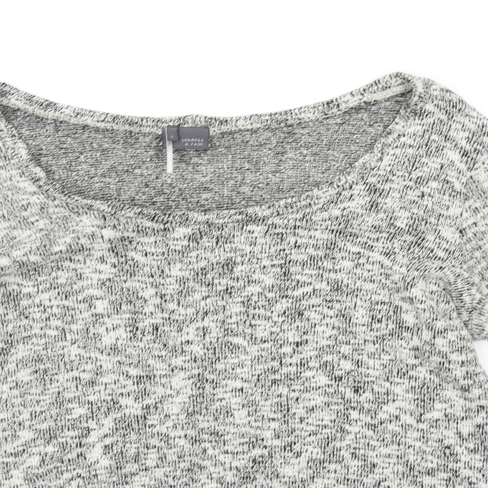 Womens UK Size L Sparkle & Fade Grey Pullover Jumper