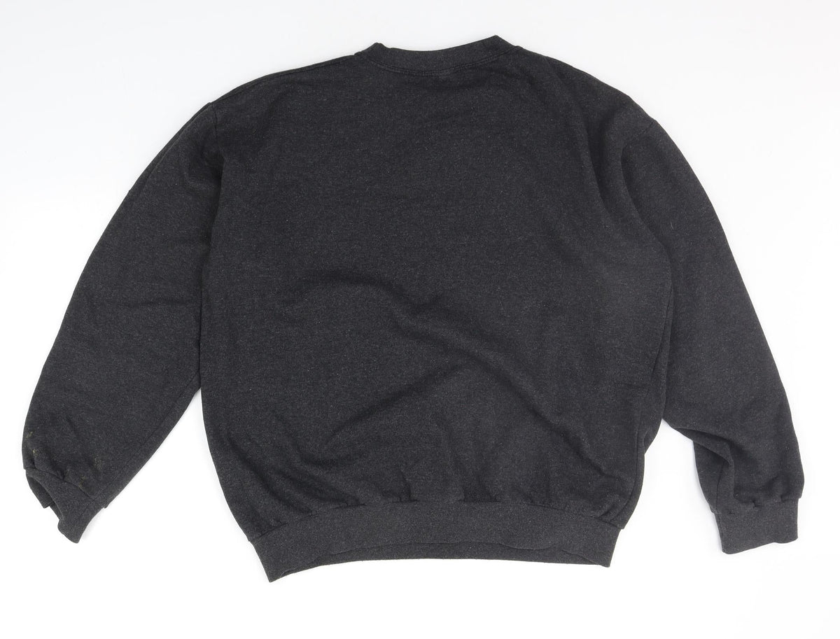 Back view of body athletic free men’s grey jumper, size M