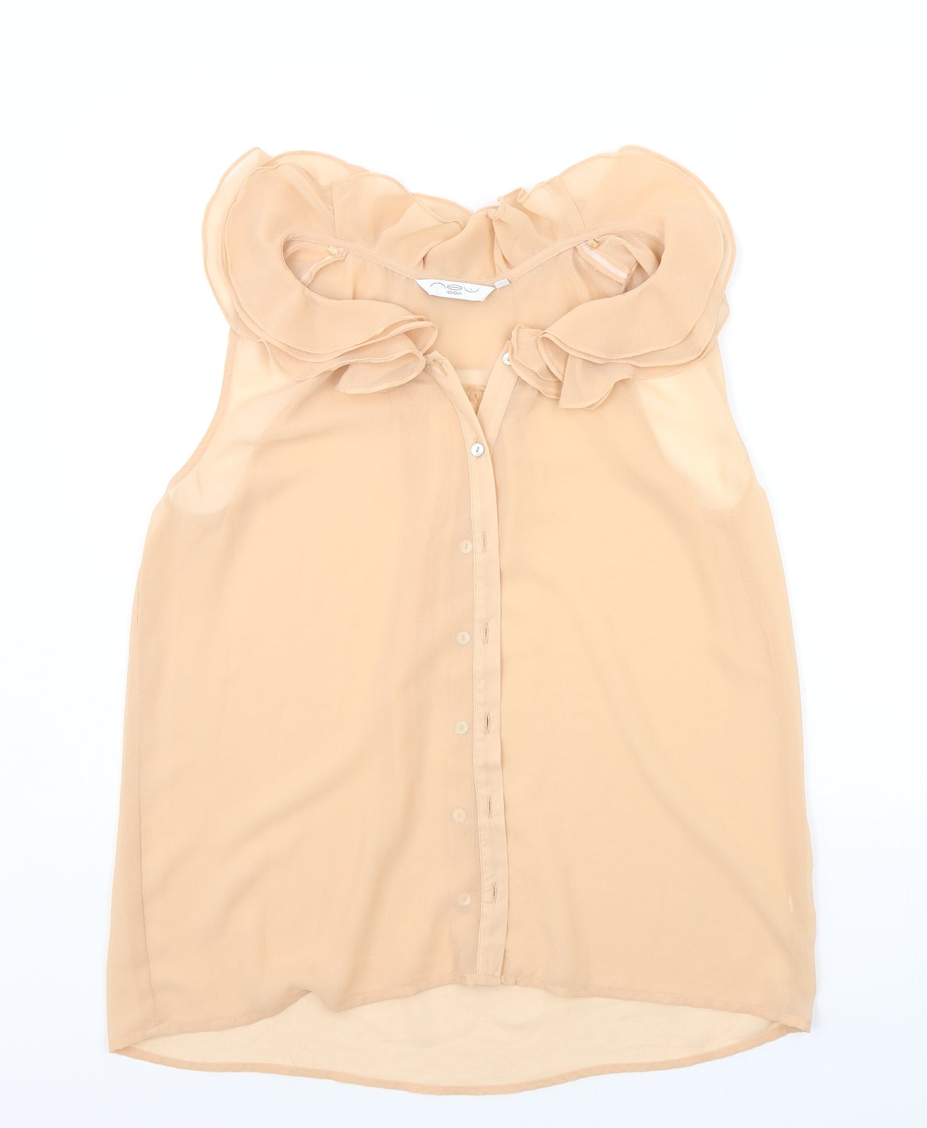 Womens UK Size 12 New Look Beige Basic Button-Up
