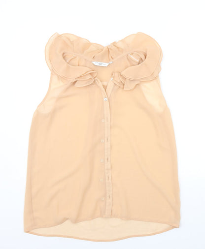 Womens UK Size 12 New Look Beige Basic Button-Up