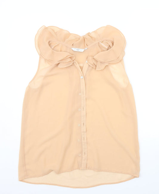 Womens UK Size 12 New Look Beige Basic Button-Up