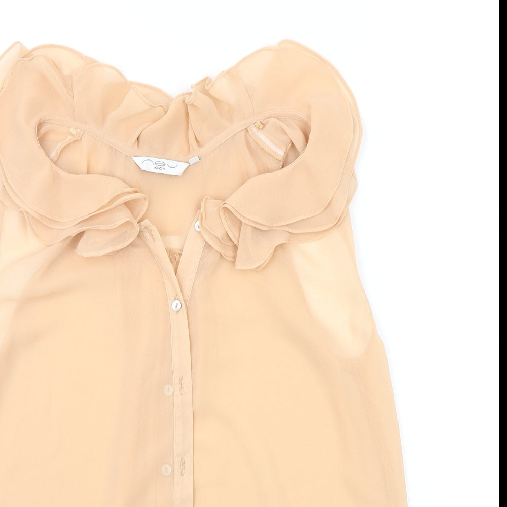 Womens UK Size 12 New Look Beige Basic Button-Up