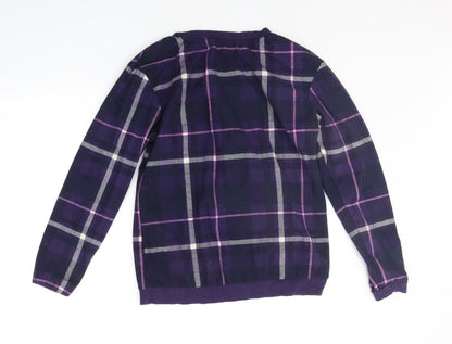 NEXT Womens Purple Check  Top Pyjama Set Size S