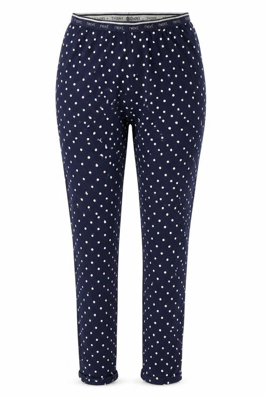 Front view of Next women’s blue polka dot jegging leggings, size XS, 25-inch leg