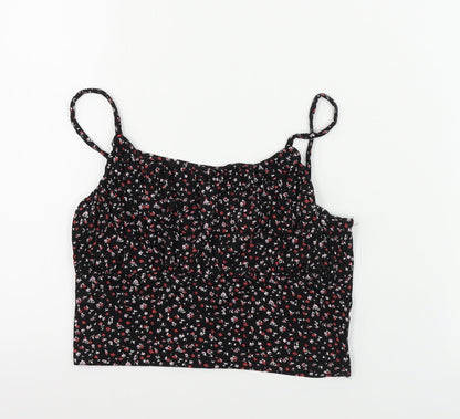 Primark  Womens Black Floral  Basic T-Shirt Size S