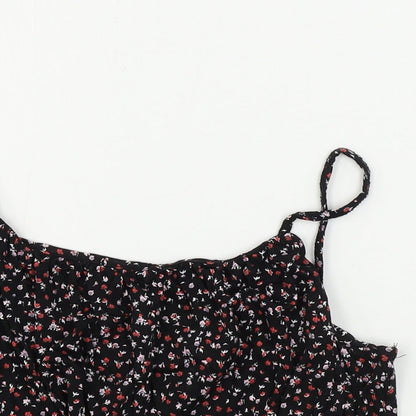 Primark  Womens Black Floral  Basic T-Shirt Size S