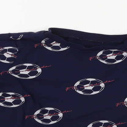 Close-up detail of George boys’ blue basic t-shirt, size 5-6, years