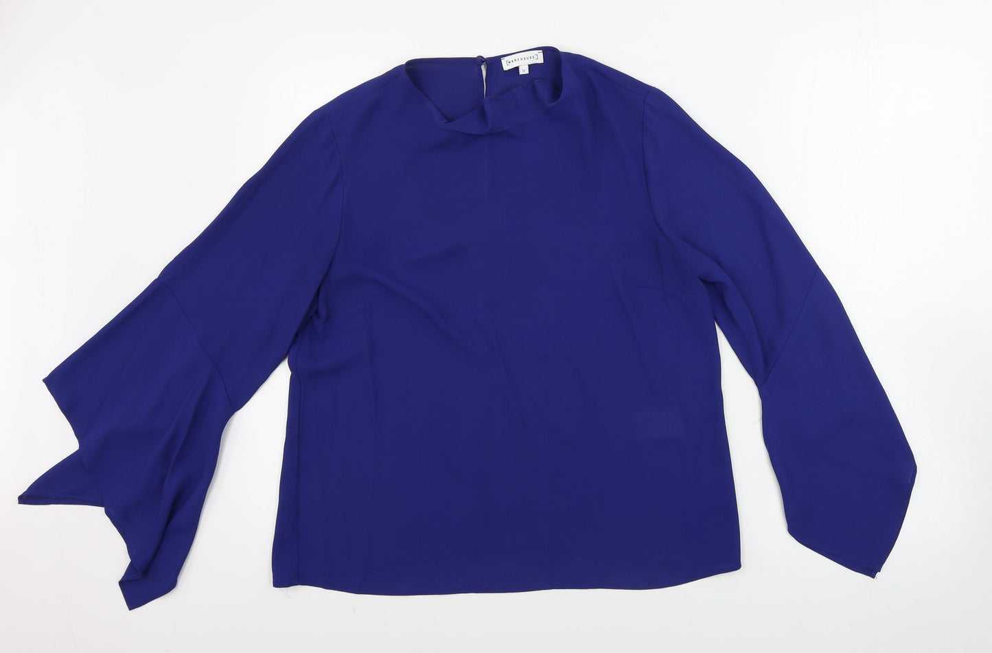 Womens UK Size 12 Warehouse Black Basic Button-Up