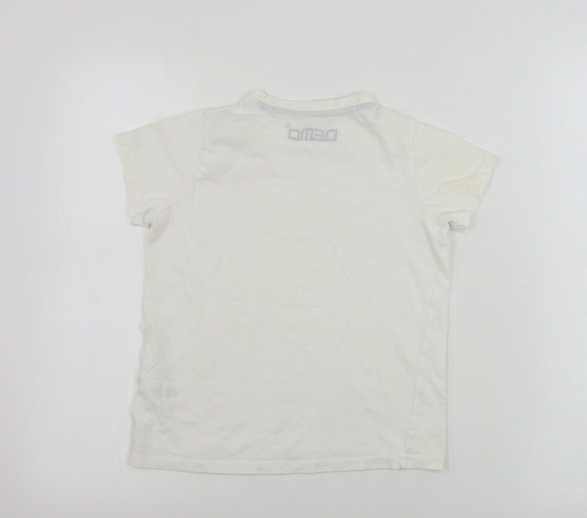 Back view of Demo boys’ white basic t-shirt, size 7-8, years