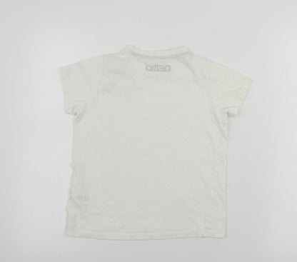 Back view of Demo boys’ white basic t-shirt, size 7-8, years