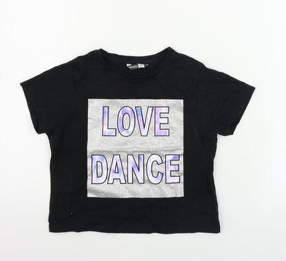 Additional front view of Pep&Co girls’ black basic t-shirt, size 8-9, years