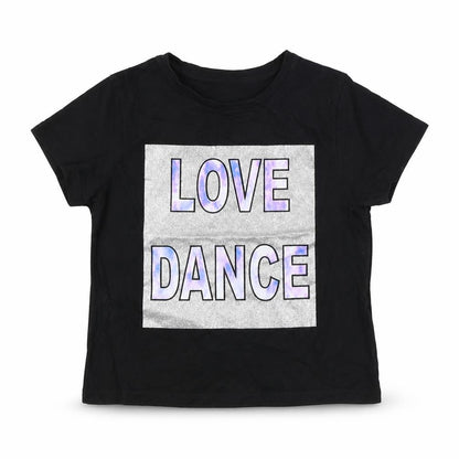 Front view of Pep&Co girls’ black basic t-shirt, size 8-9, years
