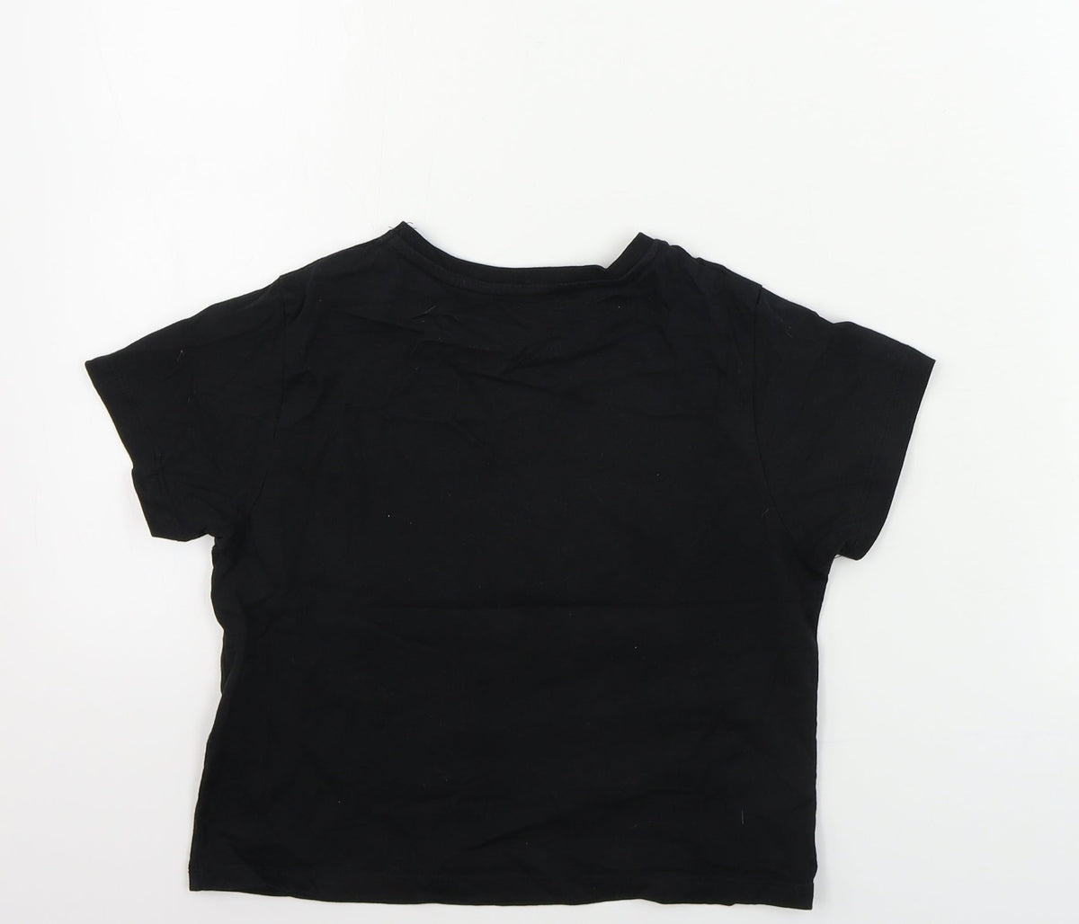 Back view of Pep&Co girls’ black basic t-shirt, size 8-9, years