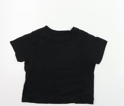 Back view of Pep&Co girls’ black basic t-shirt, size 8-9, years