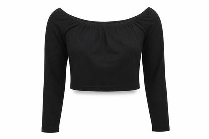 Front view of PRETTYLITTLETHING women’s black houndstooth cropped t-shirt, size UK 12