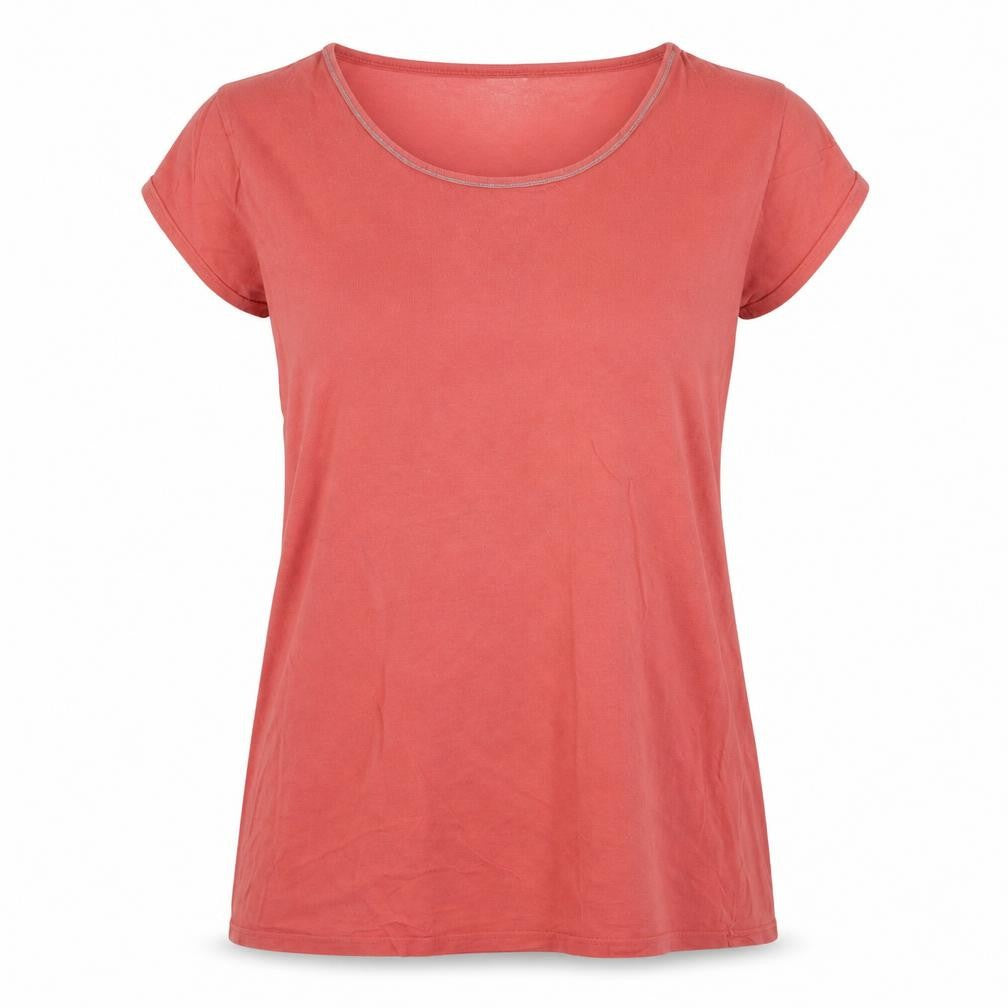 Front view of Avon women’s red top pyjama top, size UK 16