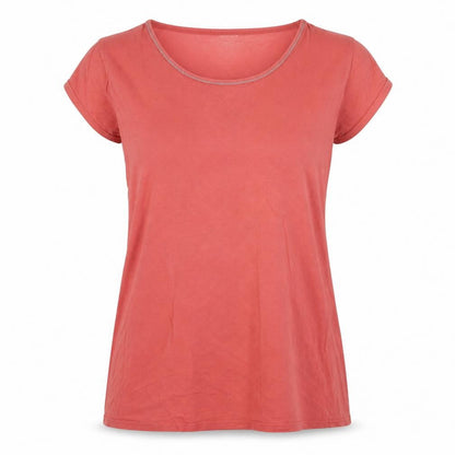 Front view of Avon women’s red top pyjama top, size UK 16